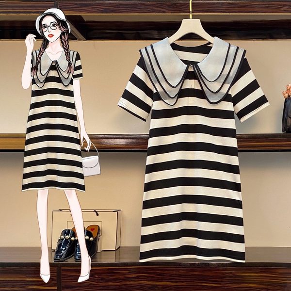 เดรสคนอ้วน เดรสสาวอวบ ชุดเดรสคนอ้วนวัยรุ่น เดรสลายขวางคนอ้วน BY PLUS SIZE Girl