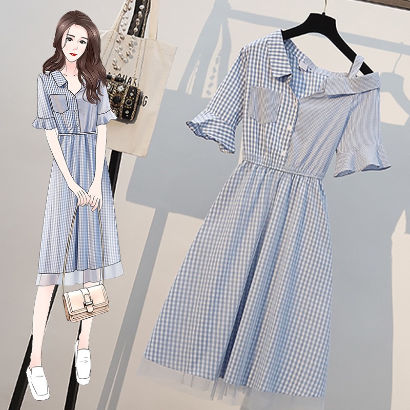 เดรสแขนสั้น มีไซส์ L-4XLอก 38-47 นิ้ว ใส่ได้ทั้งสาวหุ่นดีน่ารักจนถึงสาวอวบพลัสไซส์
