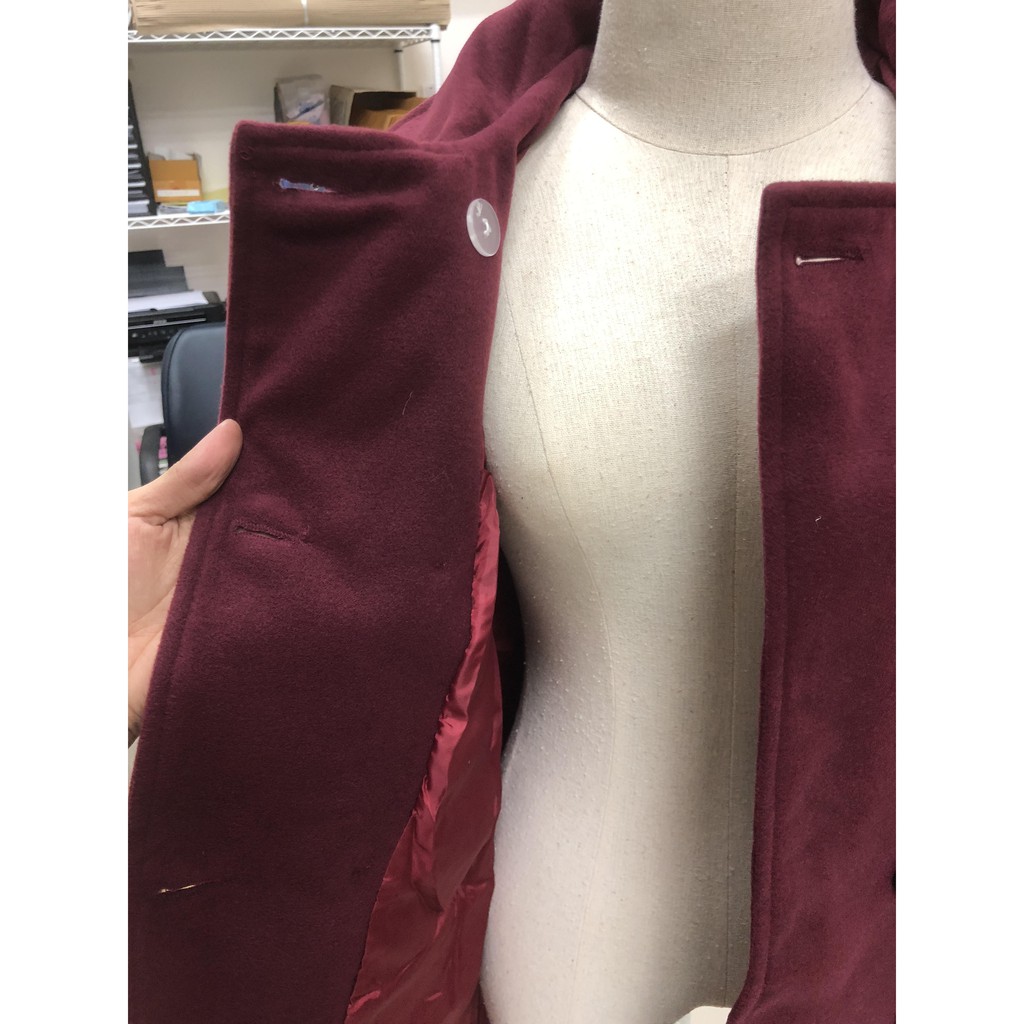 เสื้อโค้ทกันหนาว รุ่นกระดุม 2 แถว สไตล์เกาหลี ผ้าวูลผสม พร้อมส่ง red