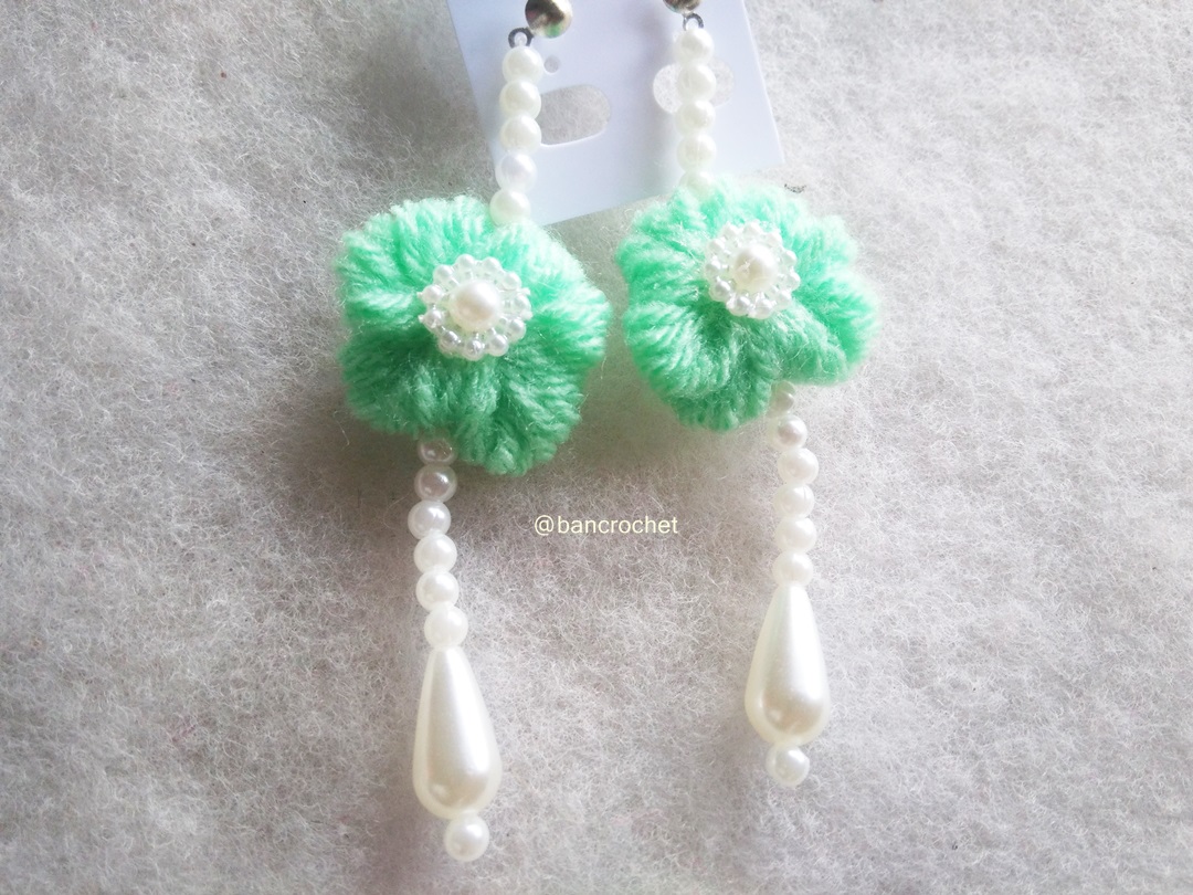 Bancrochet ต่างหูถักโครเชต์ crochet earrings หลากสี 4-6 นิ้ว