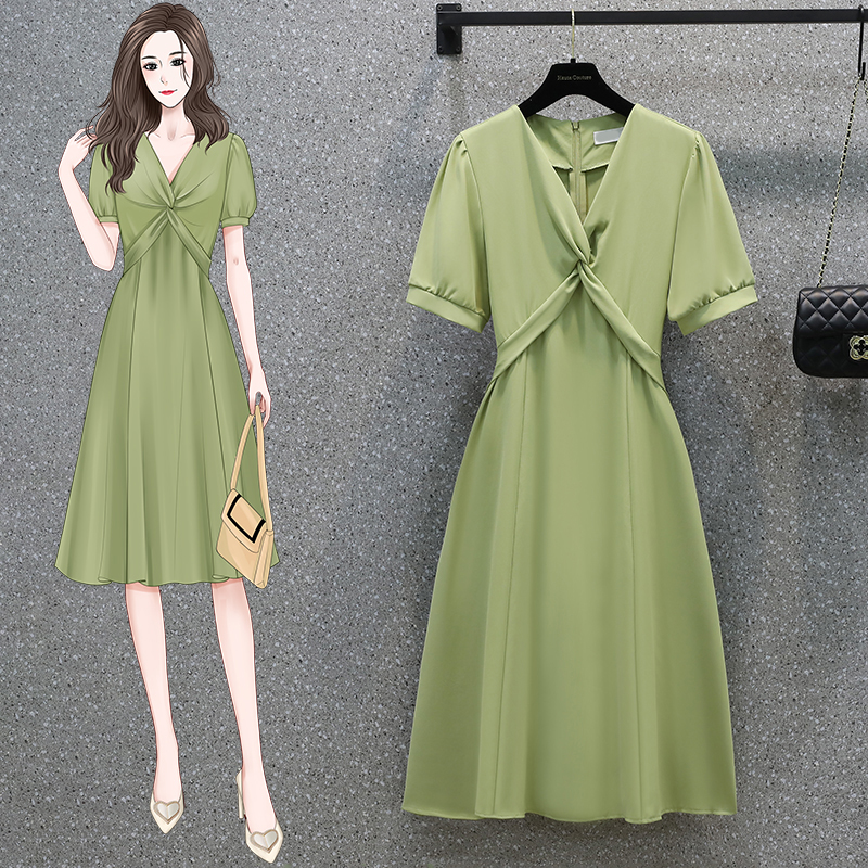 เดรสแขนสั้น มีไซส์ L-4XLอก 38-47 นิ้ว ใส่ได้ทั้งสาวหุ่นดีน่ารักจนถึงสาวอวบพลัสไซส์