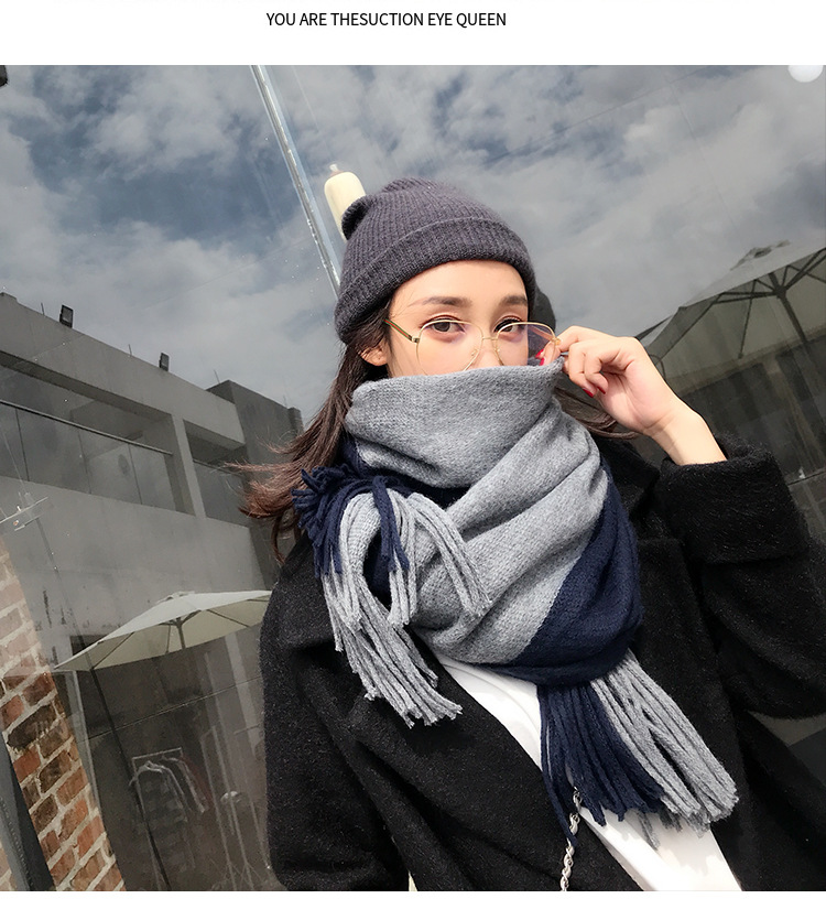 ผ้าพันคอไหมพรม ผืนใหญ่ สไตล์เกาหลี ผ้านุ่ม ใส่ได้ทั้งผู้ชายและผู้หญิง พร้อมส่ง same pic