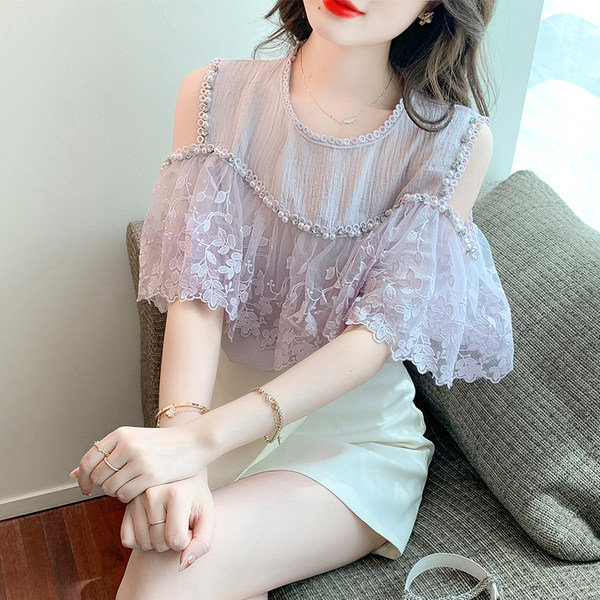 เสื้อลูกไม้ แขนสั้น