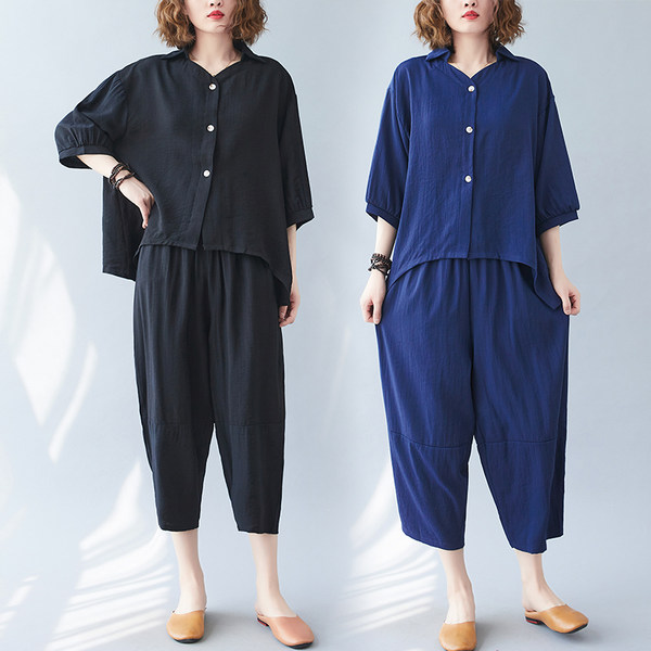 เสื้อลินินคนอ้วน เสื้อทีเชิ้ตคนอ้วนผู้หญิง เสื้อทีเชิ้ตตัวใหญ่ By Literary Plus size