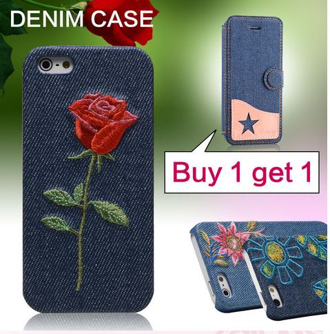 ซื้อ 1 แถม 1 เคสยีนส์ Denim เคส iphone 5 5S ออกแบบ ปักลาย ดอกไม้ บนยีนส์ จากประเทศอังกฤษ สินค้าราคาพิเศษ จำนวนจำกัด no 239965