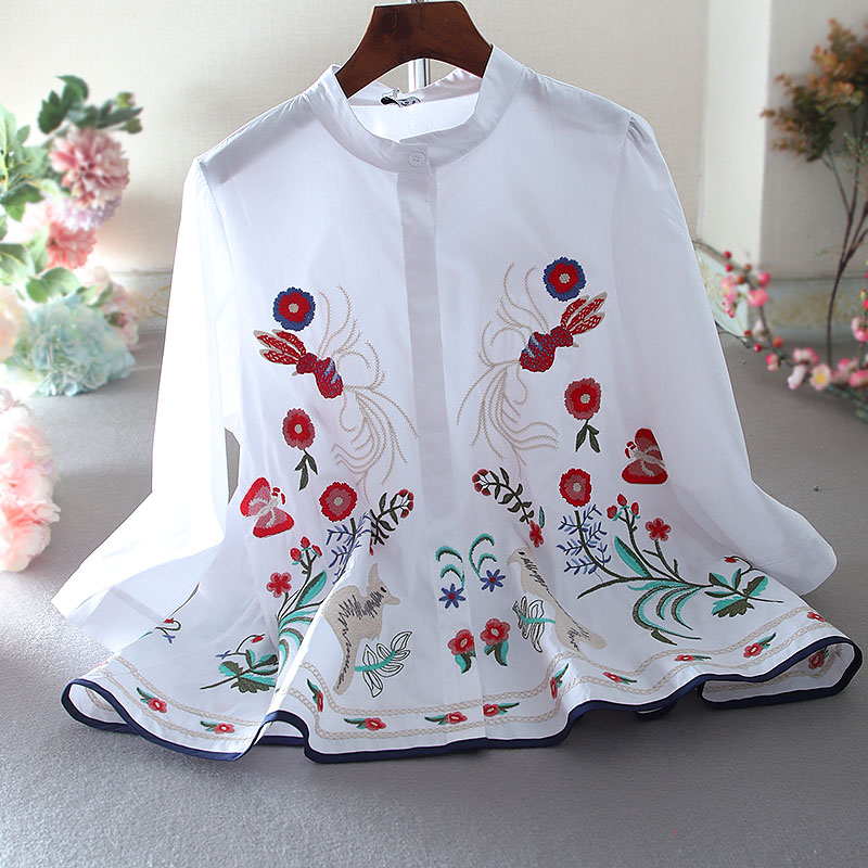 เสื้อลินิน เสื้อผ้าฝ้ายลินิน เสื้อเชิ้ตผ้าลินิน ปักลายสวยๆด้วยด้าย สไตล์VINTAGE