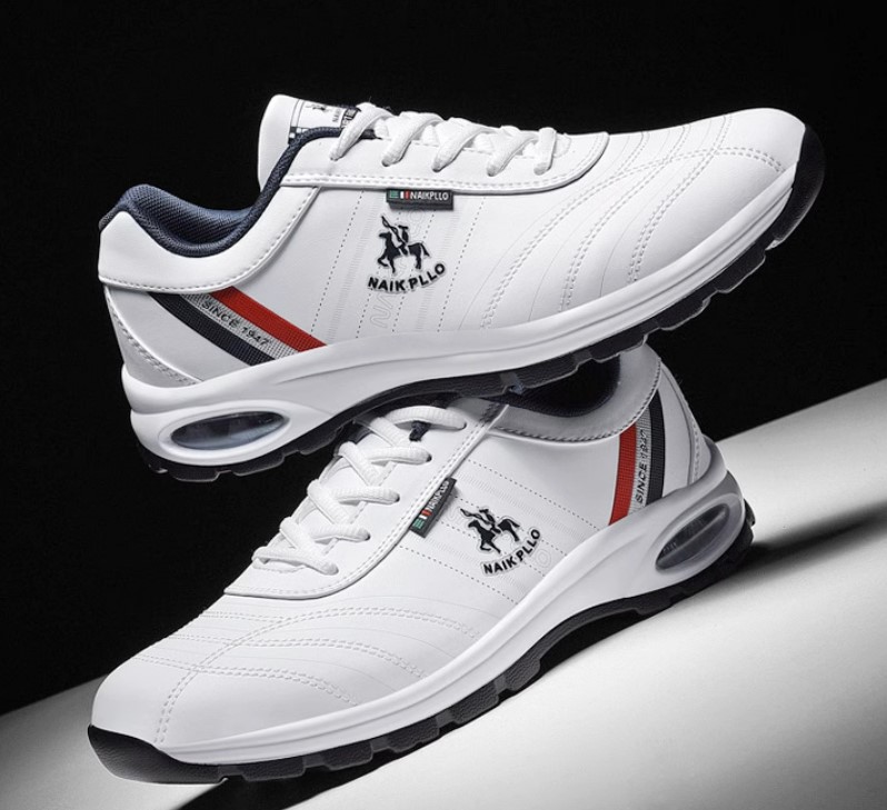 รองเท้าผ้าใบผู้ชายหนังแท้ Polo แนว Sport ใช้ได้ทุกโอกาสมีให้เลือกสีดำสีขาว 467534