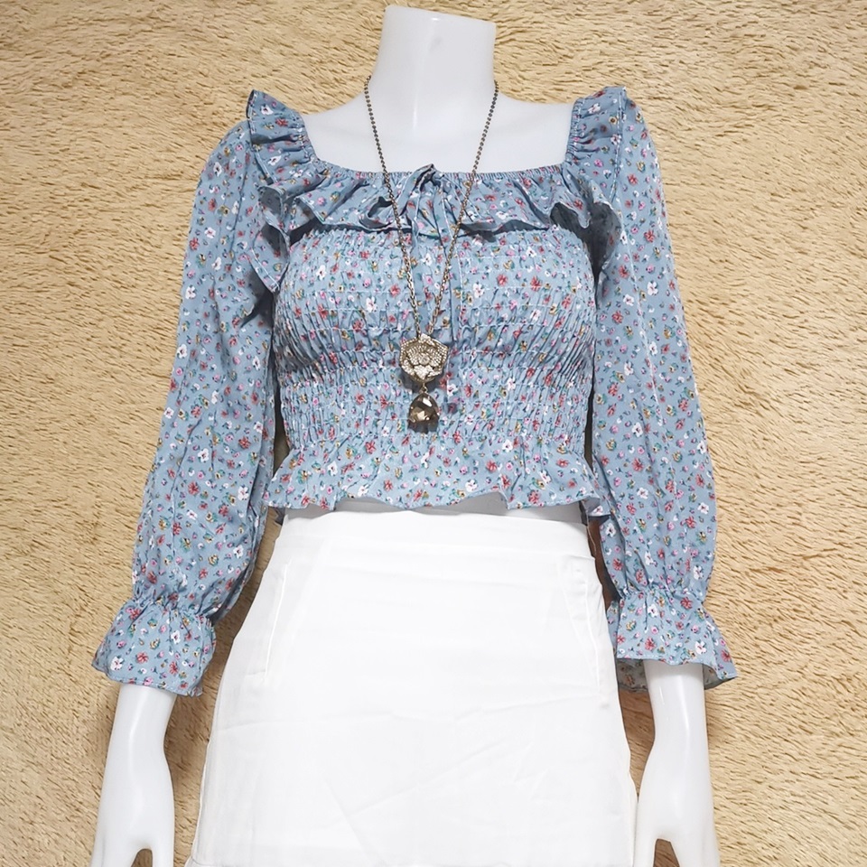Blouse3892 รวมแบบเสื้อแฟชั่นวัยรุ่น เสื้อครอป เสื้อปาดไหล่ เสื้อสม็อค เสื้อรูดหน้า ผ้าไหมอิตาลี ผ้าชีฟอง งานแฟชั่นประตูน้ำ