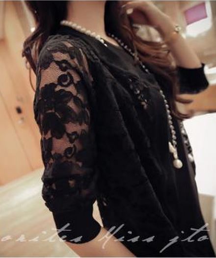 เสื้อคลุมลูกไม้ น่ารัก สีดำ พร้อมส่ง ดำ