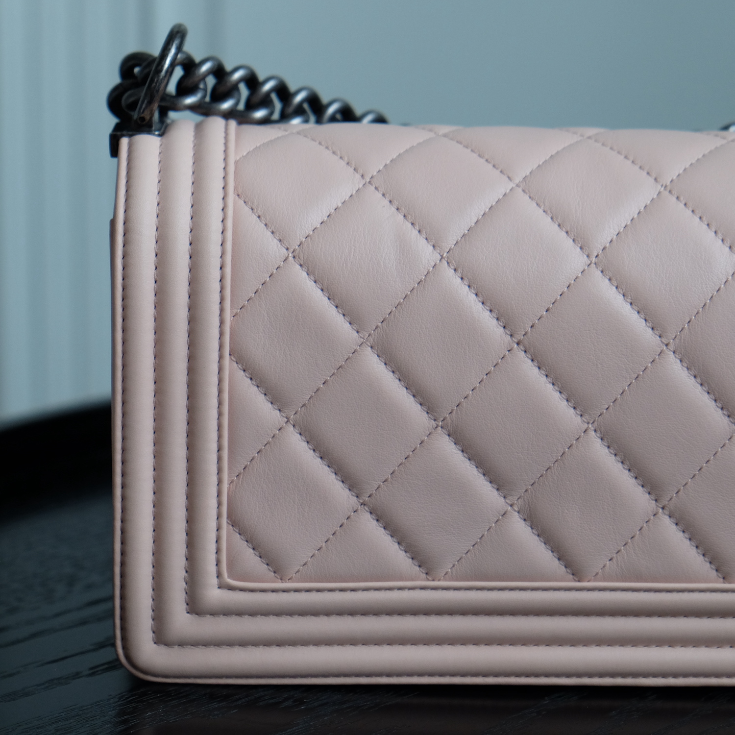 Chanel Nude Calf Leather Medium Boy 10" RHW