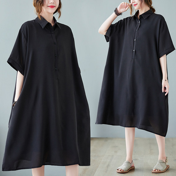 เสื้อทีเชิ้ตคนอ้วนผู้หญิงสไตล์คอตตอนลินินมีไซต์อก 47-48 นิ้ว