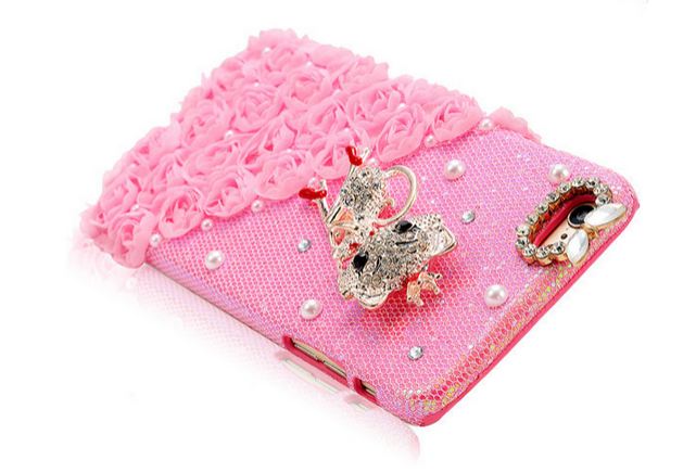 เคส iphone 6 Plus ขนาด 5.5 นิ้ว ติดคริสตัล แมว แสนสวย ดอกกุหลาบ สีชมพู แสนหวาน เคส Diy 3 มิติ สำหรับ คนรักแมว พลาดไม่ได้นะคะ 90585