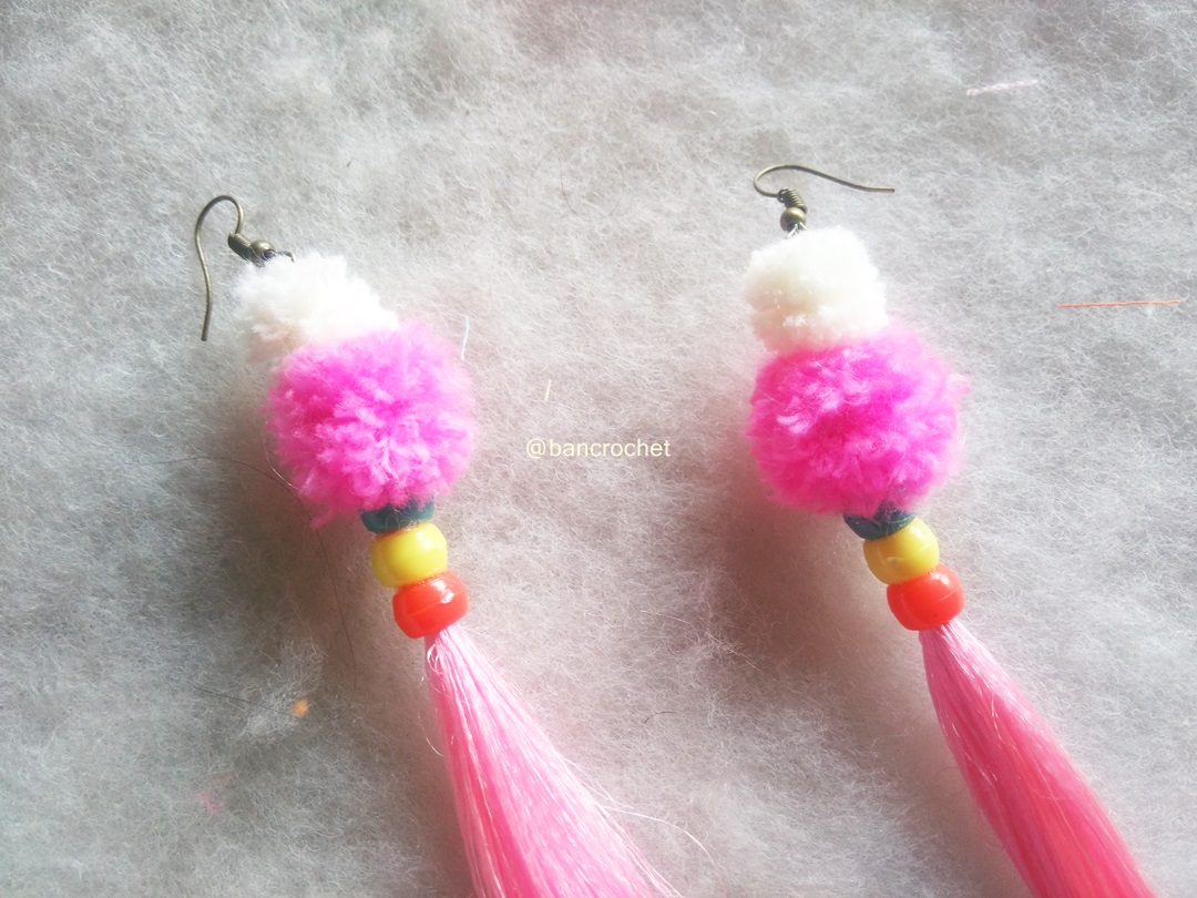Bancrochet ต่างหูถักโครเชต์ crochet earring หลากสี 4-6 นิ้ว