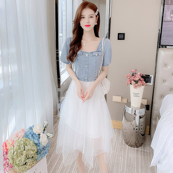 เดรสลูกไม้ เดรสชีฟองสวยๆ แขนสั้น By Meiyi women's clothing