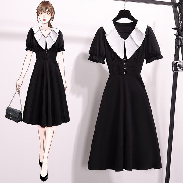 เดรสคนอ้วน เดรสสาวอวบ ชุดเดรสคนอ้วนวัยรุ่นแขนสั้น BY PLUS SIZE Girl