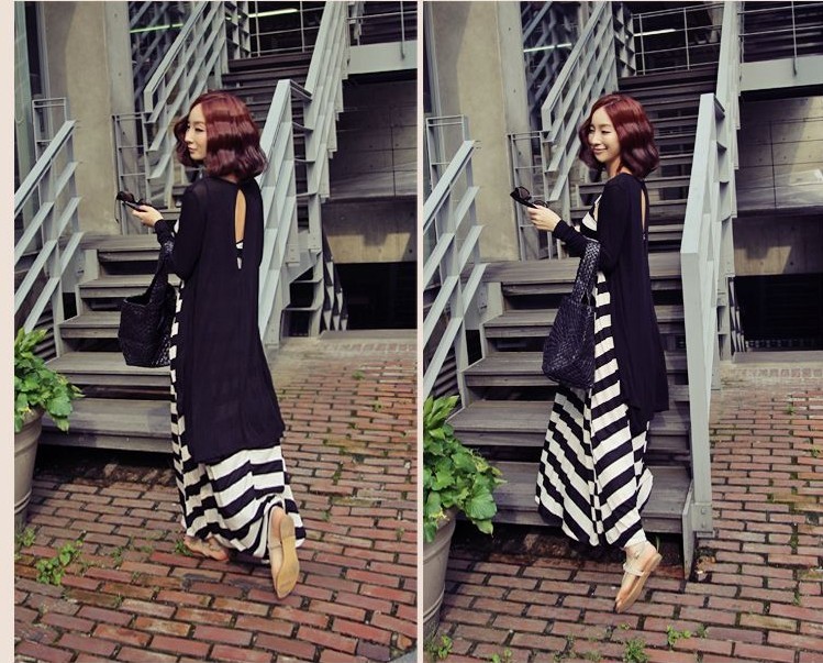 เสื้อคลุมตัวยาว ทรงสวย พร้อมส่ง สีดำ ผ้าดีค่ะ ดำ