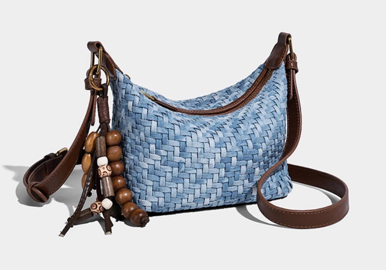 กระเป๋าแฟชั่น ผ้ายีนส์ แบบวัยรุ่น ผู้หญิง กระเป๋าสะพายข้าง ผ้ายีนส์ ลายสาน แฟชั่นใหม่ อินเทรนด์ 775304