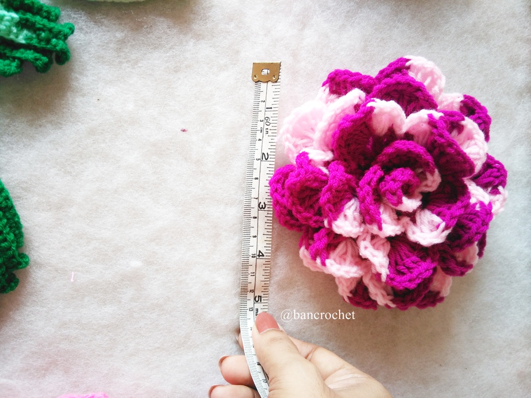 กุหลาบถักไหมพรม Rose Flowers Crochet หลากสี 4 นิ้ว