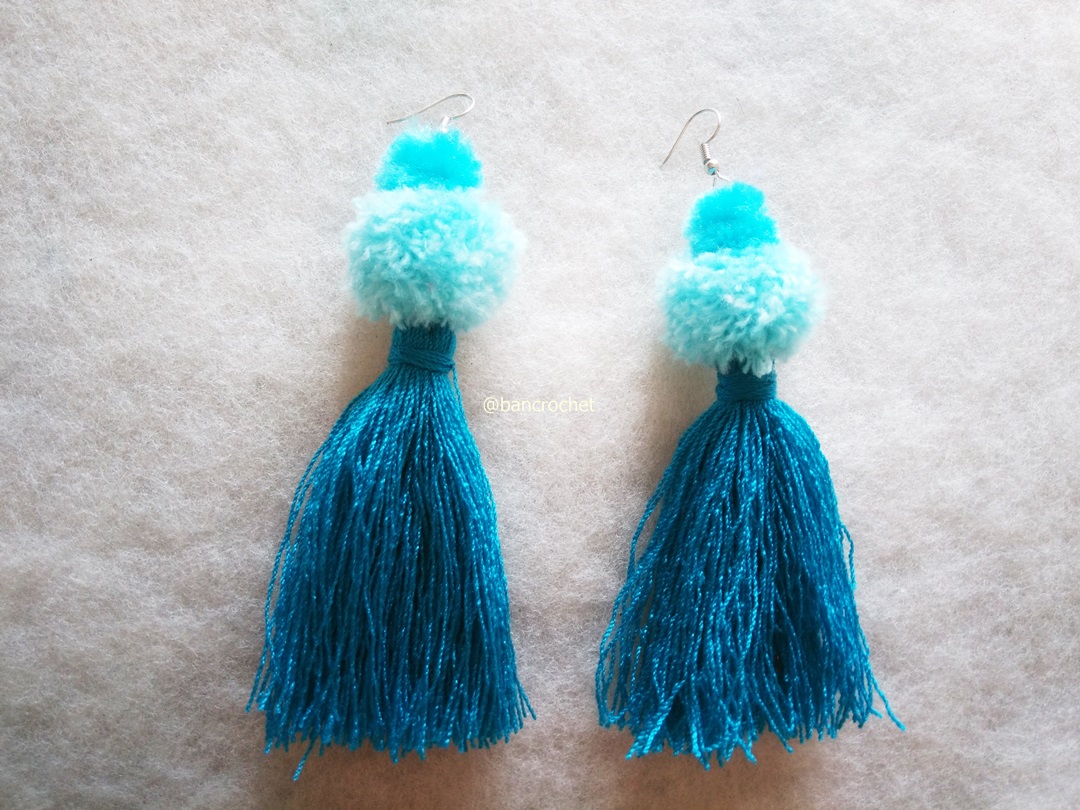 ต่างหูถักโครเชต์ crochet earrings หลากสี 5 นิ้ว