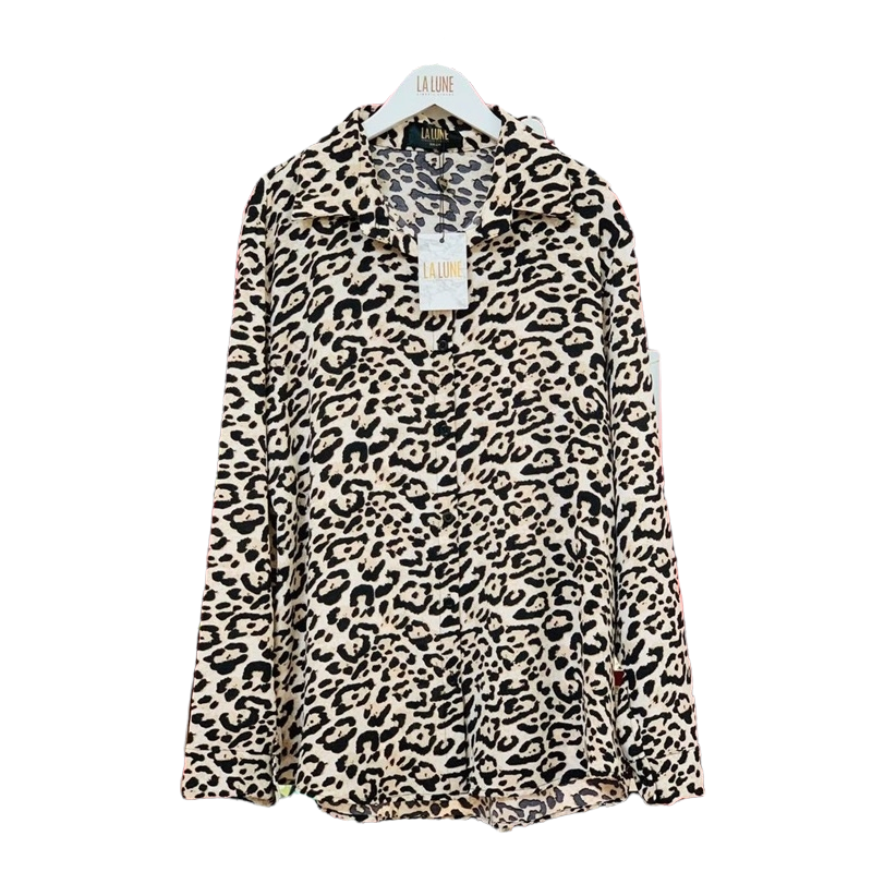 Blouse3886 เสื้อเชิ้ตแขนยาวลายเสือ กระดุมหน้า(แกะได้) แขนยาวกระดุมข้อมือ ผ้าชีฟองเนื้อหนานิ่มใส่สบาย งานสวยแมทช์กับอะไรก็เข้า ใส่เที่ยว/ใส่ทำงานได้ มี 2 โทนสี เทา, น้ำตาล