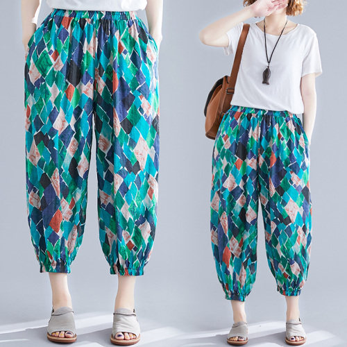 กางเกงผ้าลินิน กางเกงขายาว กางเกงผ้าลินินญี่ปุ่น กางเกงผ้าลินิน เอว ยางยืด By LZcotton and linen