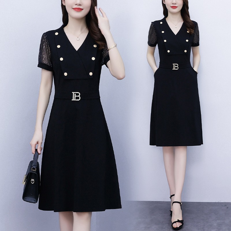 เดรสแขนสั้น มีไซส์ L-5XLอก 38-48 นิ้ว ใส่ได้ทั้งสาวหุ่นดีน่ารักจนถึงสาวอวบพลัสไซส์