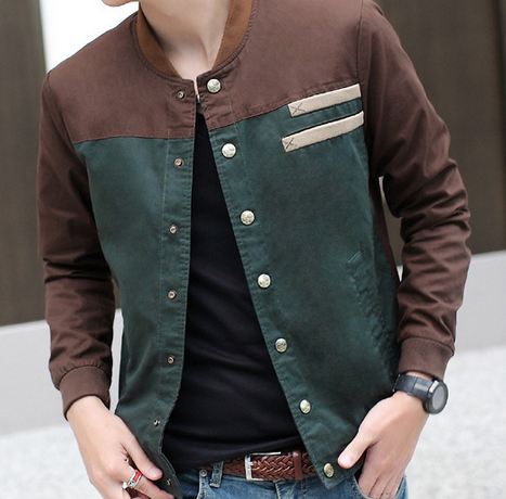 เสื้อ แจ็คเก็ต ผู้ชายแขนยาว สไตล์ วัยรุ่น ผ้า Cotton Jacket กระดุมหน้า ดีไซน์ สลับ 2 สี เสื้อคลุม เสื้อชั้นนอก ใส่เที่ยว ใส่เรียน เท่ ๆ 97940_2