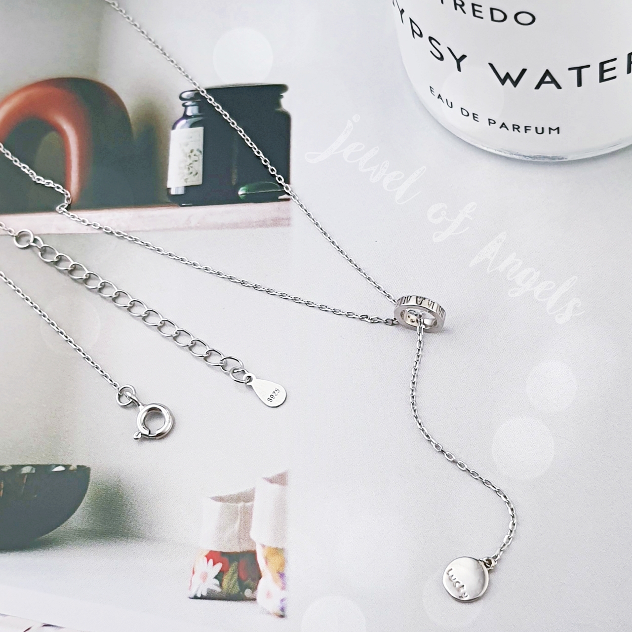 สร้อยคอสั้นเงินแท้ S925 รุ่น Zodiac วงแหวนกลมเลขโรมัน และจี้กลมLucky สร้อยสีเงิน silver925