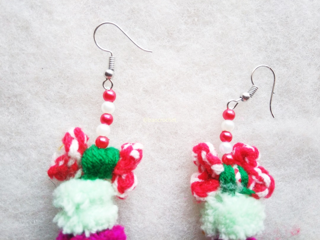 ต่างหูถักโครเชต์คริสมาส crochet christmas earrings หลากสี 4-6 นิ้ว