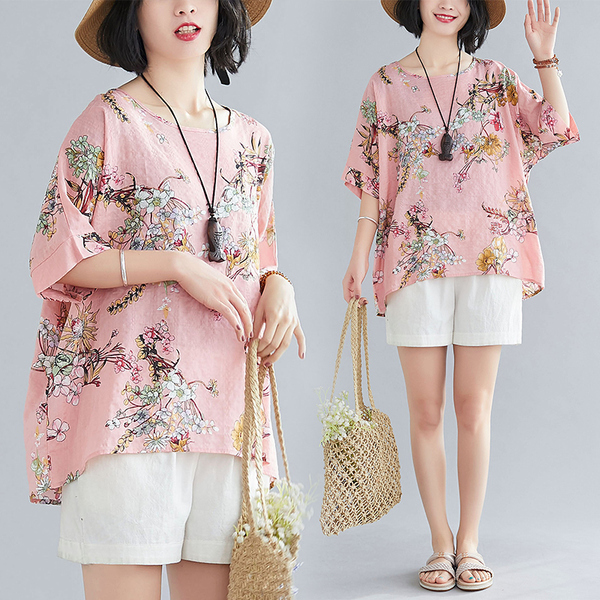 เสื้อผ้าฝ้าย เสื้อผ้าลินิน สไตล์ฤดูร้อน BY Lian Zhi Cotton and linen art สไตล์VINTAGE มีขนาดไซส์อกประมาณ 35-40 นิ้ว