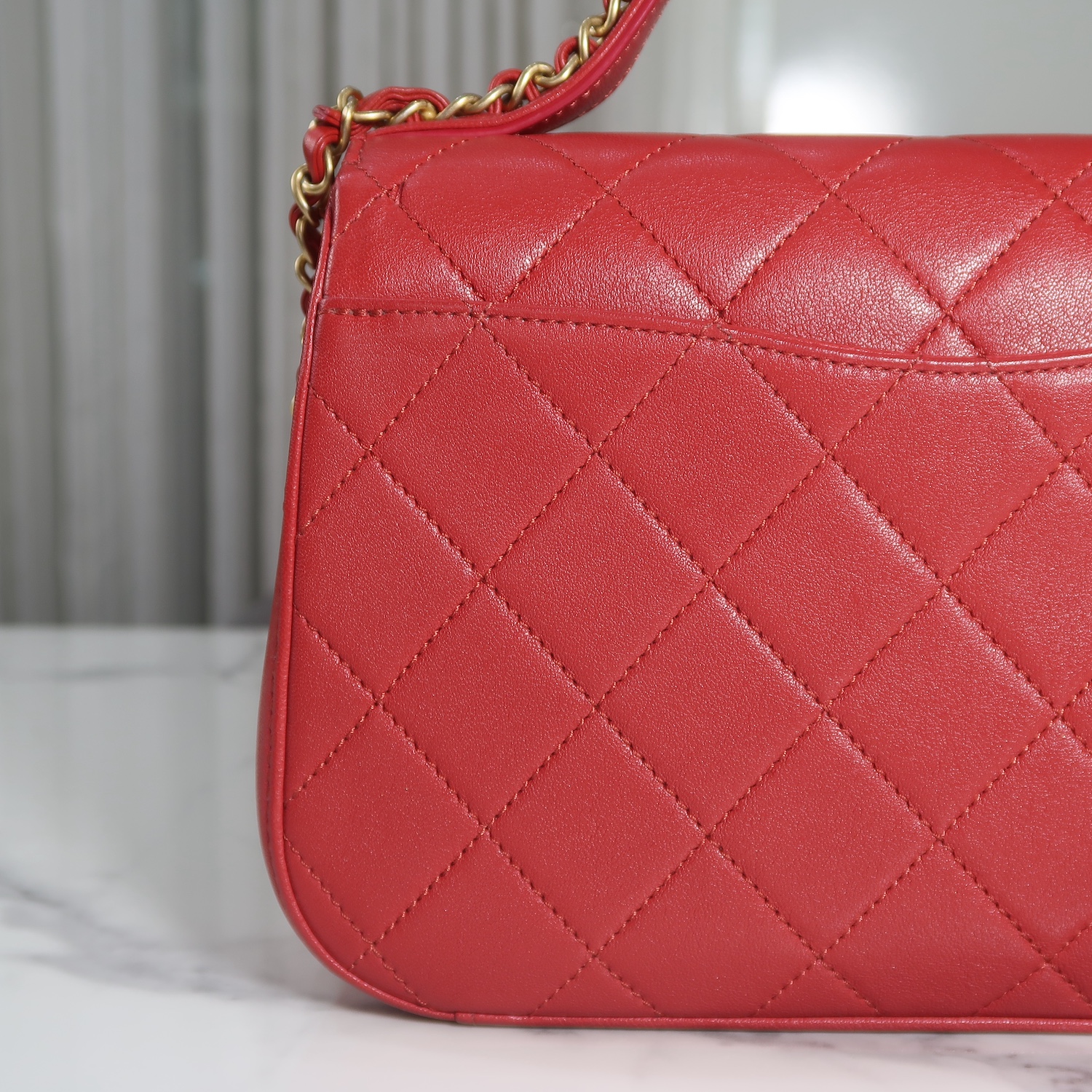 Chanel Red Lambskin Chain Infinity Top Handle Bag GHW(ใบ King Power 2019)