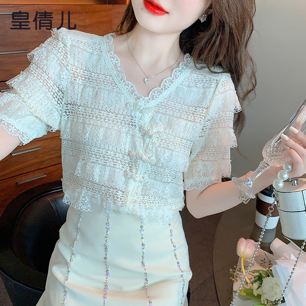 เสื้อลูกไม้ แขนสั้น