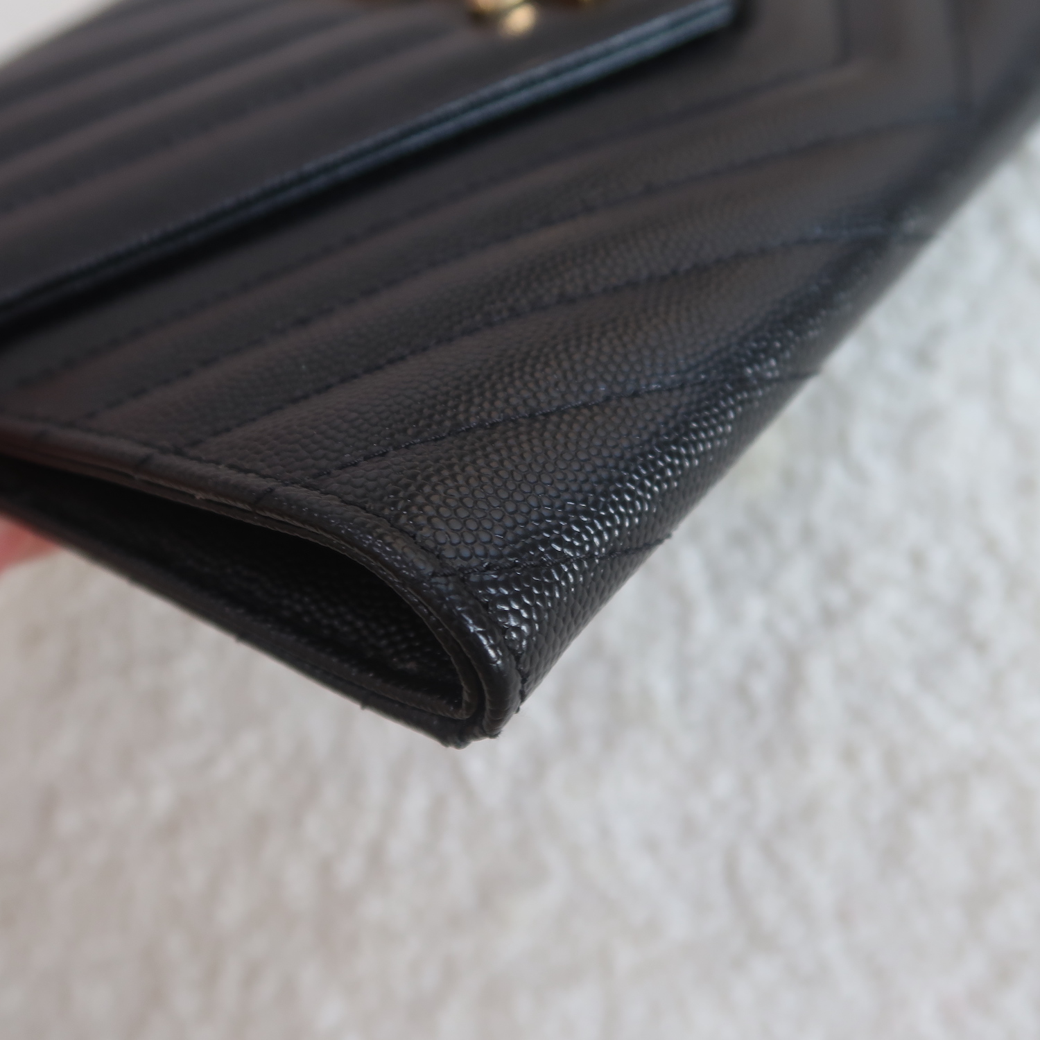 Saint Laurent Black Cassandre Matelasse Wristlet Pouch