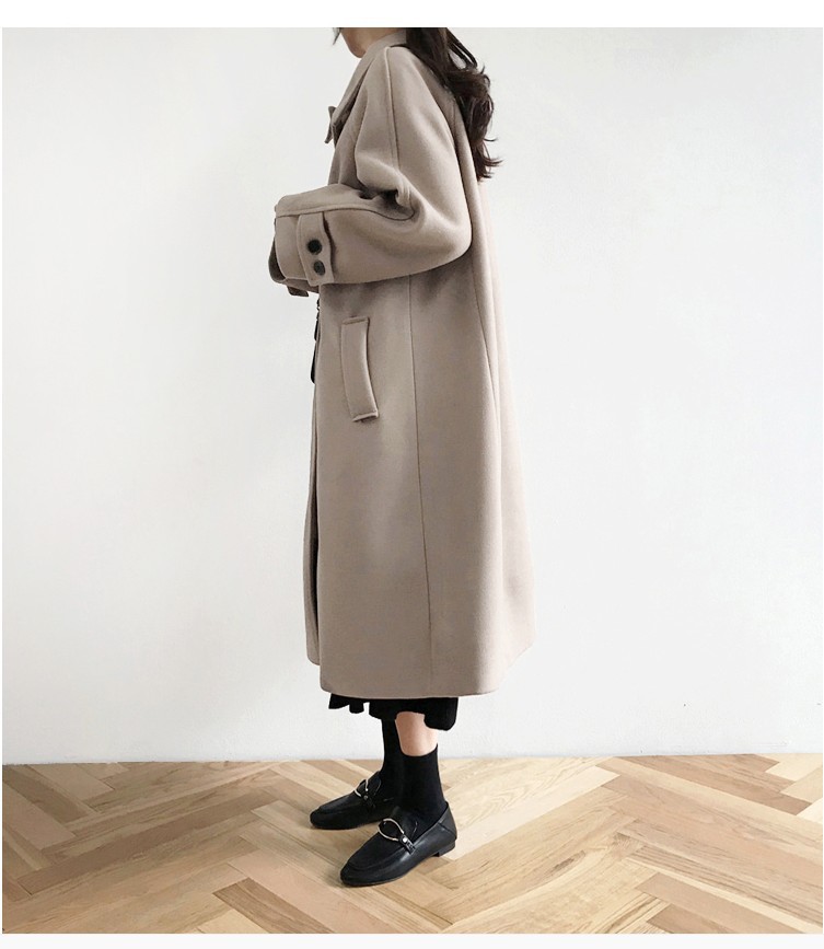 OverCoat เสื้อโค้ทยาวกันหนาว สไตล์ญี่ปุ่น แบบเรียบๆ ผ้าวูลผสมเนื้อดี บุซับในกันลม พร้อมส่ง