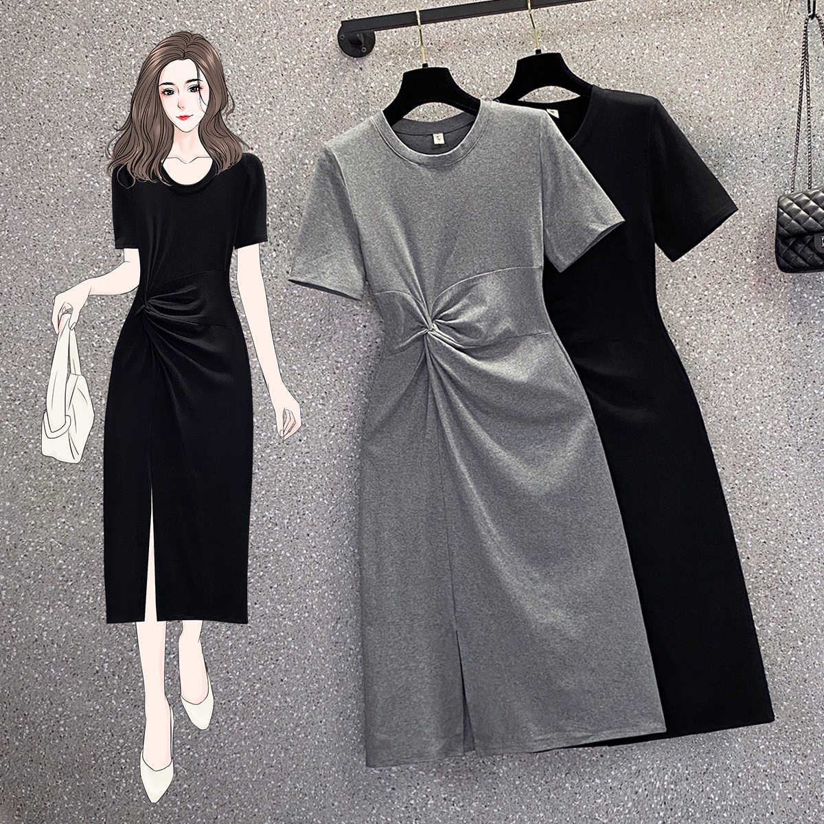 เดรสแขนสั้น มีไซส์ L-4XLอก 38-47 นิ้ว ใส่ได้ทั้งสาวหุ่นดีน่ารักจนถึงสาวอวบพลัสไซส์