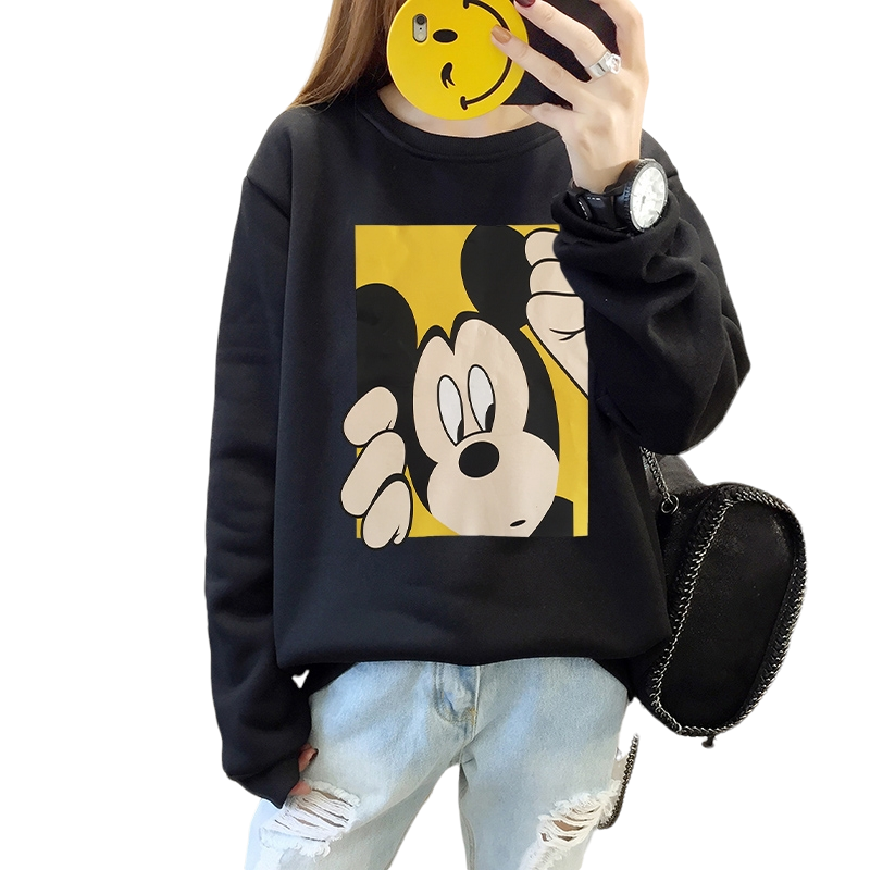 Blouse3804 เสื้อสเวตเตอร์แขนยาวลายมิกกี้เม้าส์ ผ้าคอตตอนกำมะหยี่เนื้อดีหนานุ่มยืดหยุ่นสูงใส่สบาย งานน่ารักแมทช์ง่าย