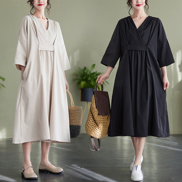 เสื้อลินินคนอ้วน เสื้อทีเชิ้ตคนอ้วนผู้หญิง เสื้อทีเชิ้ตตัวใหญ่ By Literary Plus size