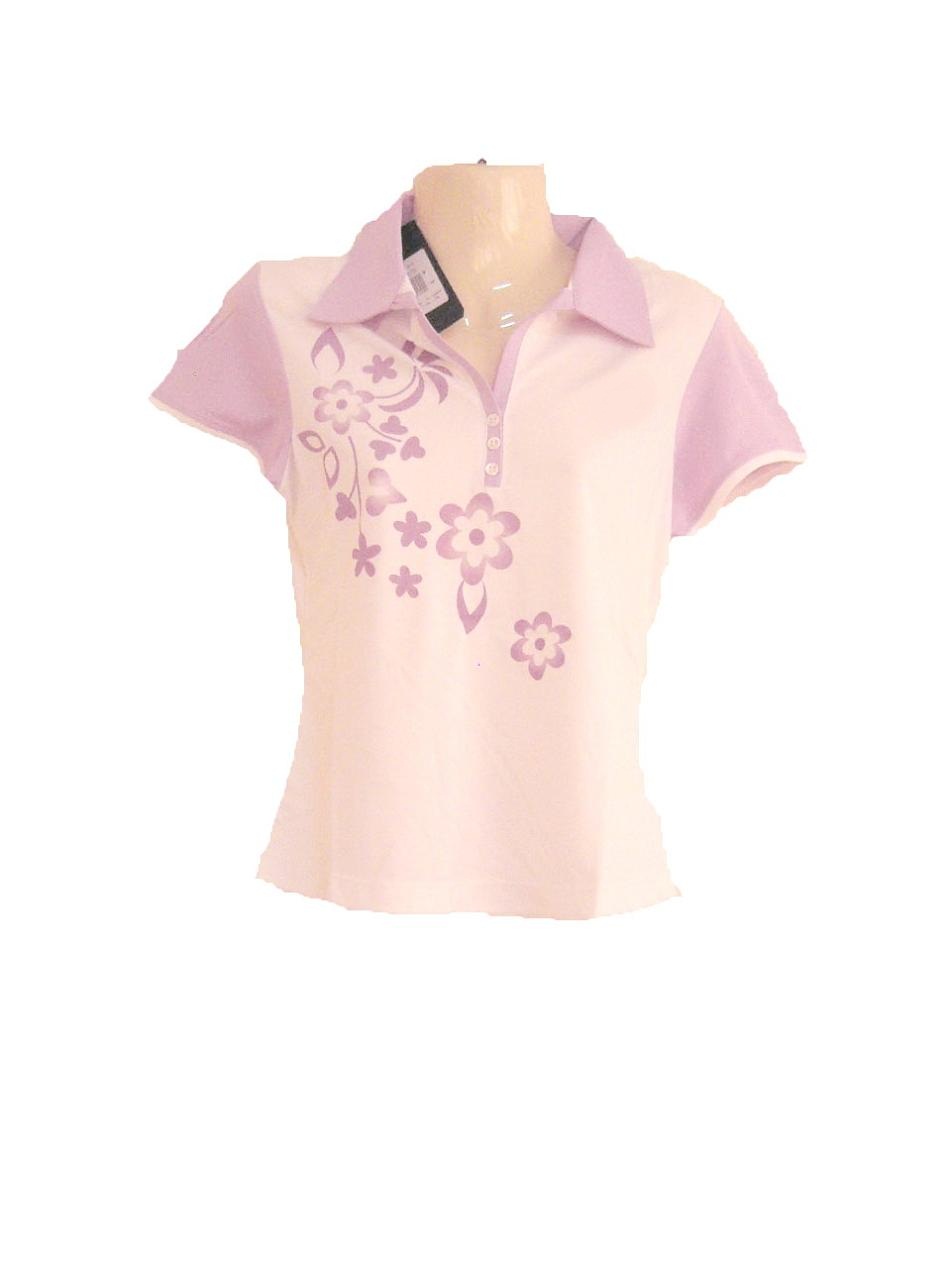 เสื้อเชิ้ตผู้หญิง เสื้อคอปก เสื้อใส่วิ่ง ใส่ออกกำลังกาย สีขาว เพ้นท์ ลายดอกไม้ Size M สีม่วงอ่อน ผ้าลื่น ระบายเหงื่อได้ดี สินค้าลดราคา sa141