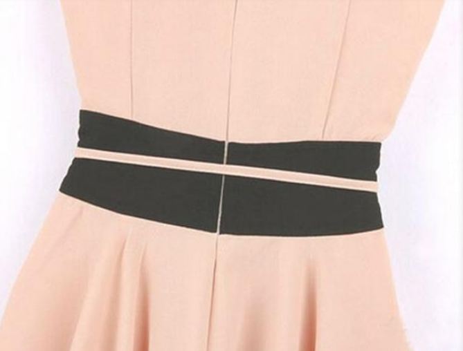 เดรส ผ้าชีฟอง สไตล์คุณหนู เดรสแขนกุด ใส่ออกงาน ใส่ทำงาน กระโปรงเหนือเข่า ออกแบบ กระโปรงระบาย 2 ชั้น ใส่สบาย สีชมพู 900621