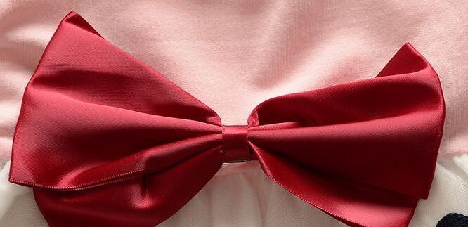 ชุดกระโปรงเด็กผู้หญิง อายุ 6 - 24 เดือน เดรสเด็กผู้หญิง เสื้อยืดแขนสั้น สีชมพูอ่อน กระโปรง ระบายสีขาว ลายจุด ติดโบว์ เดรสคุณหนู ใส่เที่ยว 209799_3