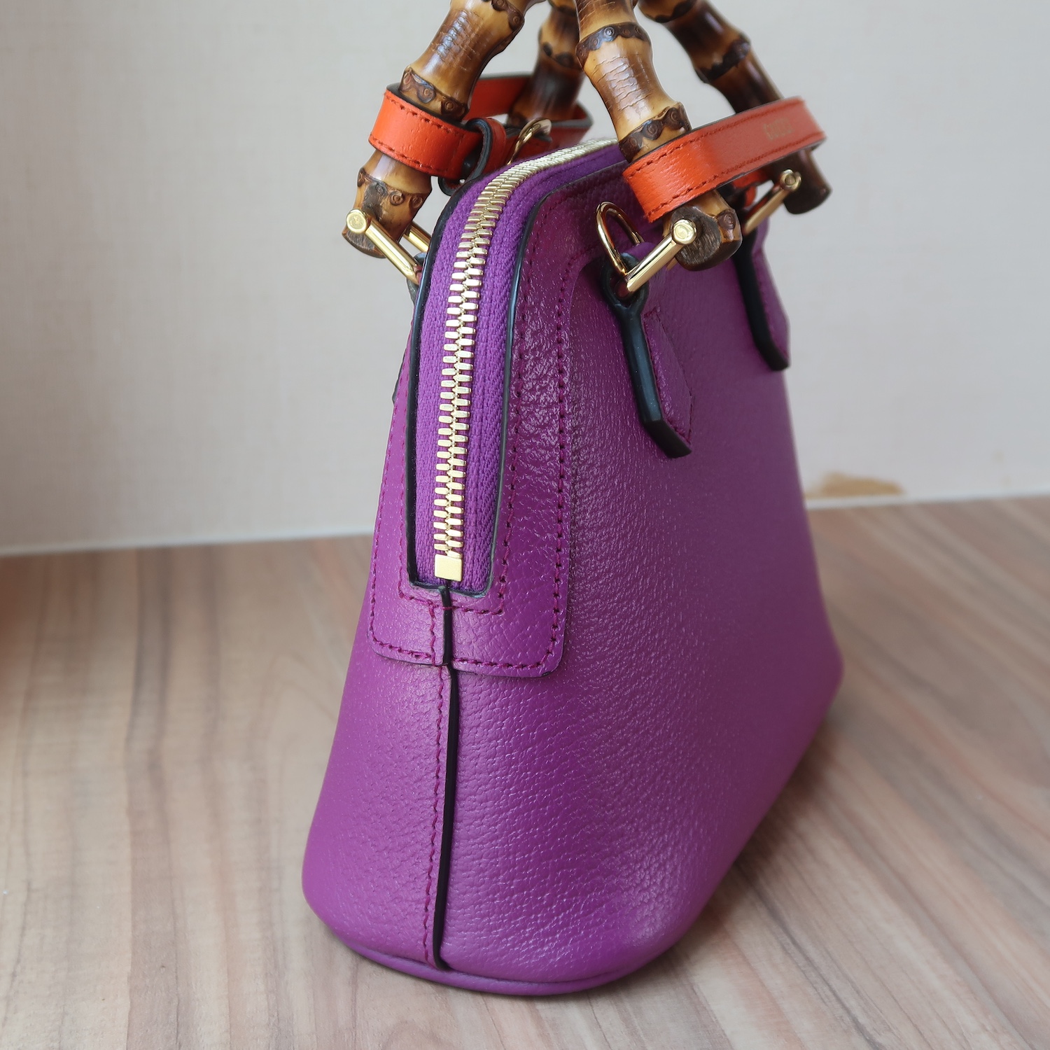 Gucci Purple Calfskin Diana Bamboo Top Handle Mini Dome Tote