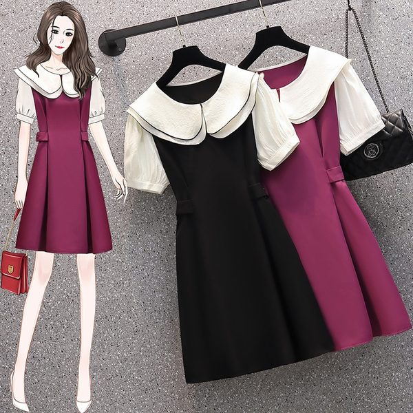 เดรสคนอ้วน เดรสสาวอวบ ชุดเดรสคนอ้วนวัยรุ่นแขนสั้น BY PLUS SIZE Girl