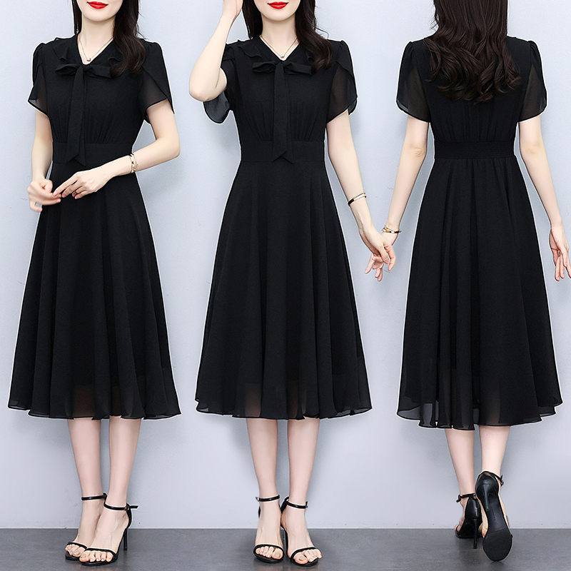 เดรสสีดำ ชุดเดรสคนอ้วน ชุดเดรสสาวพลัสไซส์ XL-5XL