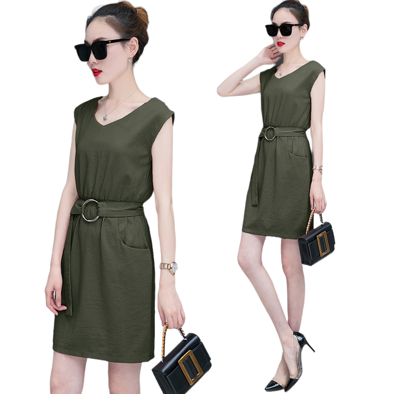 Dress4512 เดรสคอวีทรงสวยแขนในตัว เอวสม็อคยางยืด เข็มขัดผ้าเข้าชุด มีกระเป๋าข้าง ผ้าโพลีเนื้อดีใส่สบาย งานสวยใส่ง่ายน่ารักมาก ใส่เที่ยว/ใส่ทำงานได้ มี 4 สี ชมพู, เขียว, น้ำตาล, เหลือง