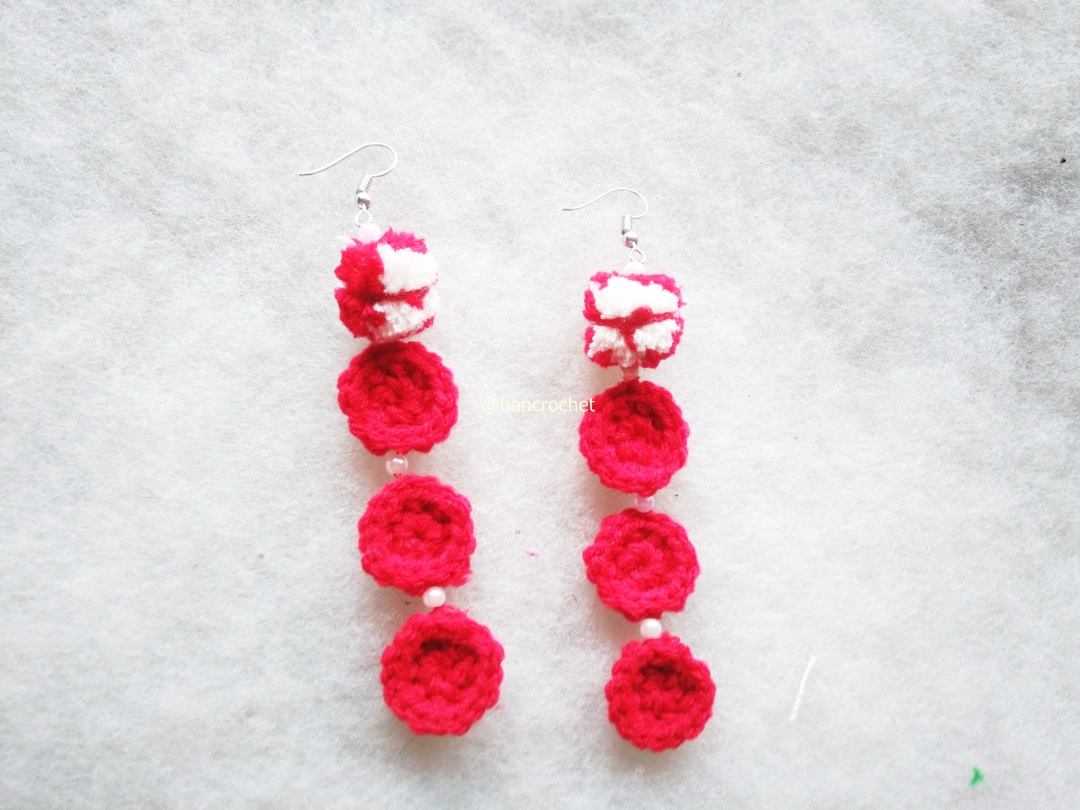 ต่างหูถักโครเชต์ crochet earrings หลากสี 4-6 นิ้ว