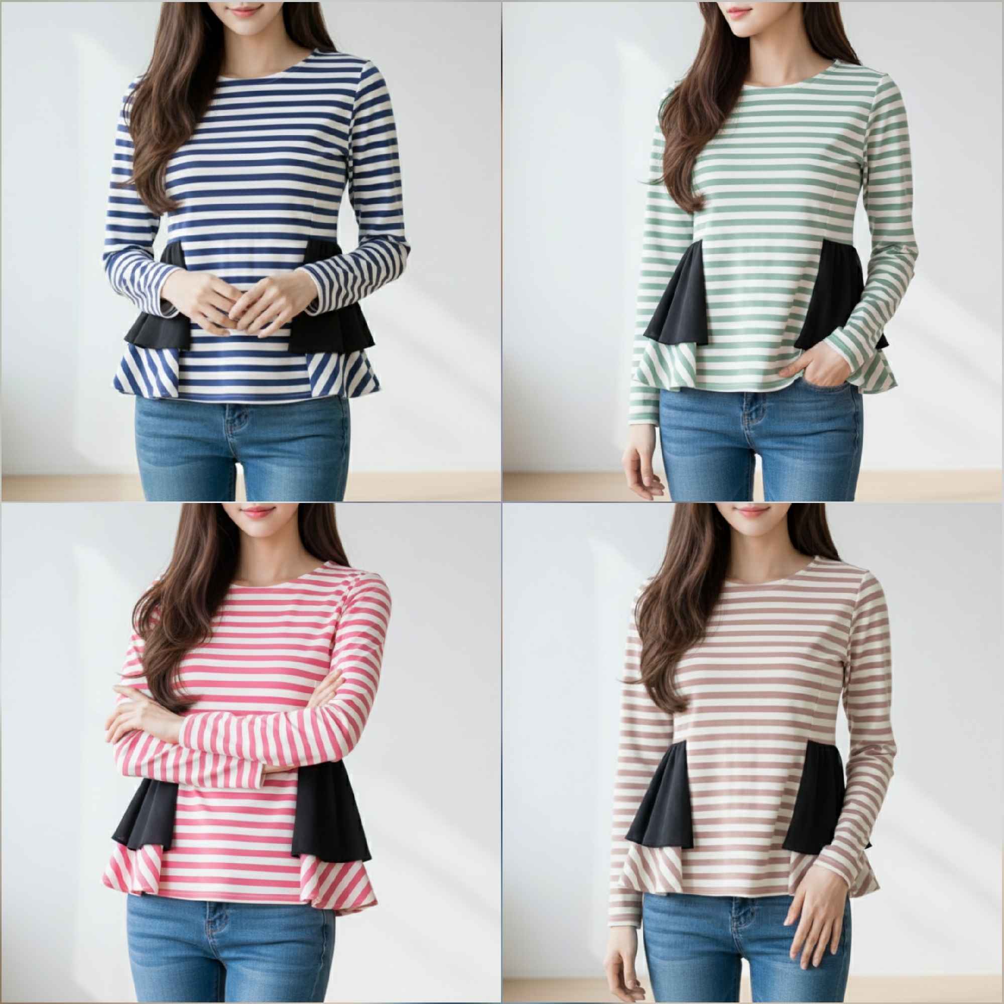 Blouse1804 เสื้อแฟชั่นแขนยาวแต่งระบาย ซิปหลังใส่ง่าย ผ้าไหมอิตาลีเนื้อดีนุ่มใส่สบาย งานสวยใส่เที่ยว/ใส่ทำงานได้ มี 4 สี น้ำเงิน, โอลด์โรส, เขียว, น้ำตาล