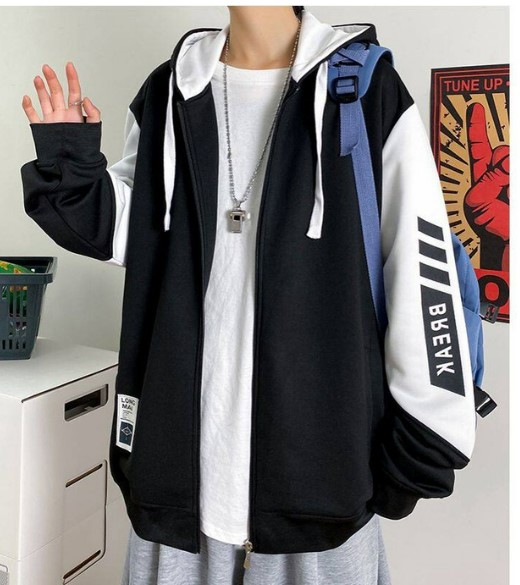 เสื้อกันหนาว เสื้อ Jacket แบบมีฮู้ด Jacket วัยรุ่น ใส่หลวม ๆ ผ้าไม่หนามาก ใส่คลุม ทับเสื้อ สบาย ๆ 619364