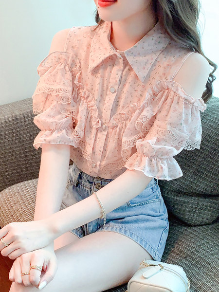 เสื้อลูกไม้ แขนสั้น