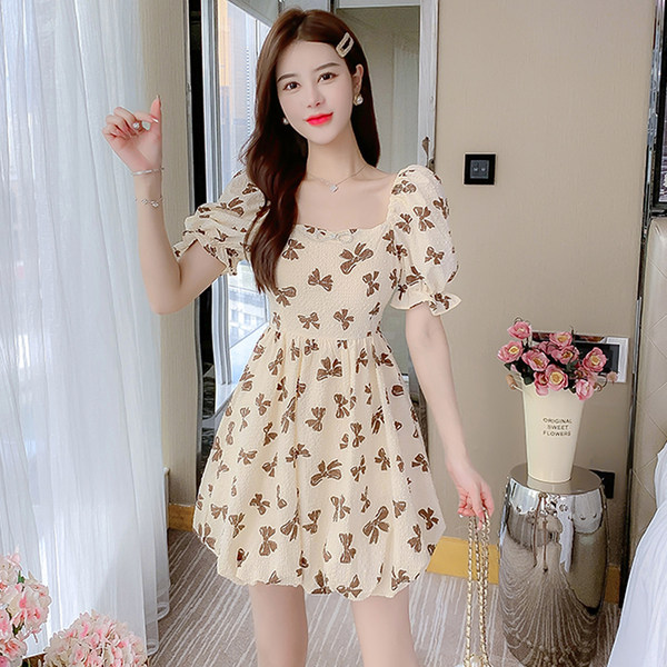 เดรสลูกไม้ เดรสชีฟองสวยๆ แขนสั้น By Meiyi women's clothing