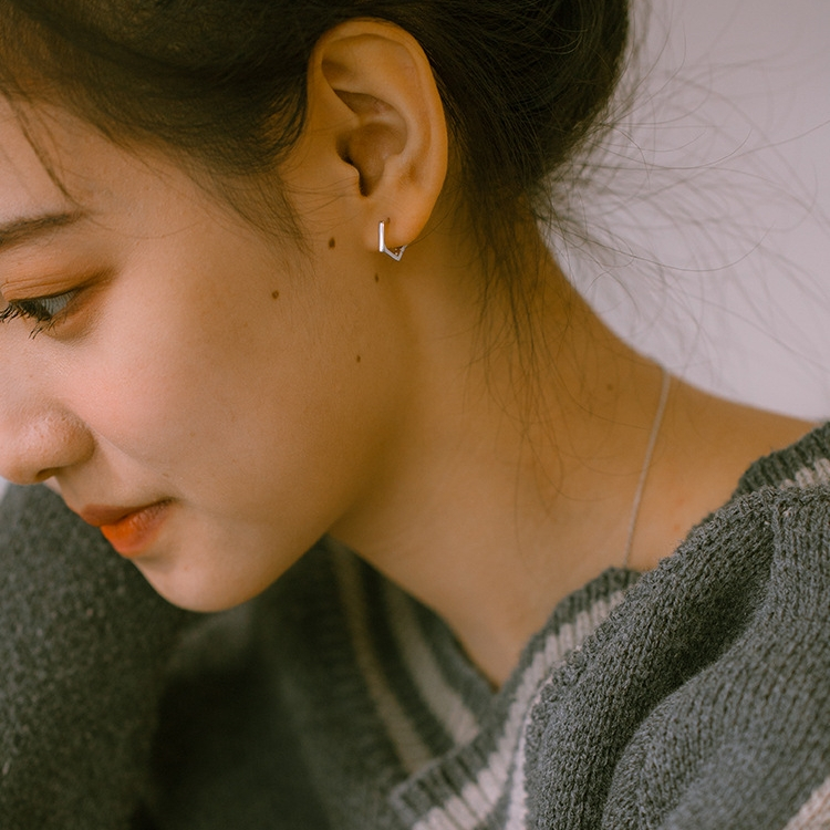 ต่างหูเงินแท้ S925 รุ่น Sure ต่างหูห่วงเล็กห้าเหลี่ยม มินิมอล สูง11mm เงินแท้ทั้งชิ้น Silver925